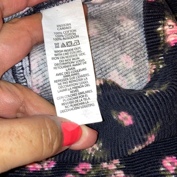 THE CHILDRENS PLACE Overall Dungarees Dress Black with Pink Flower Girls Size 14 - Picture 7 of 9